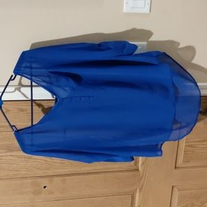 Torrid, size 3 blue adjustable long sleeve sheer blouse